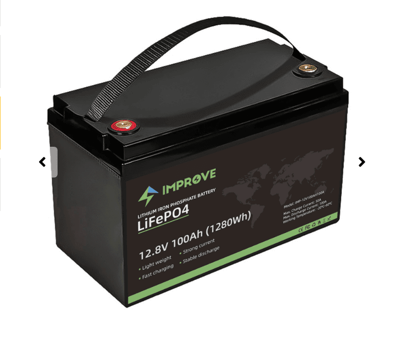 IMPROVE Lithium Batteri 12V 100Ah (LiFePO4) BMS 100A - BLUETOOTH