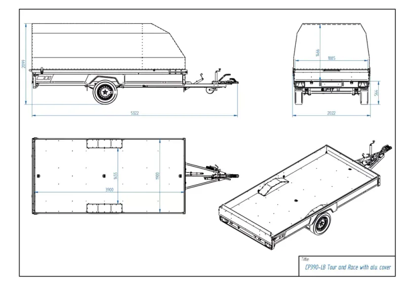 Tiki ATV/Snøscooter-henger CP390-LB Tour & Race med aluminiumslokk