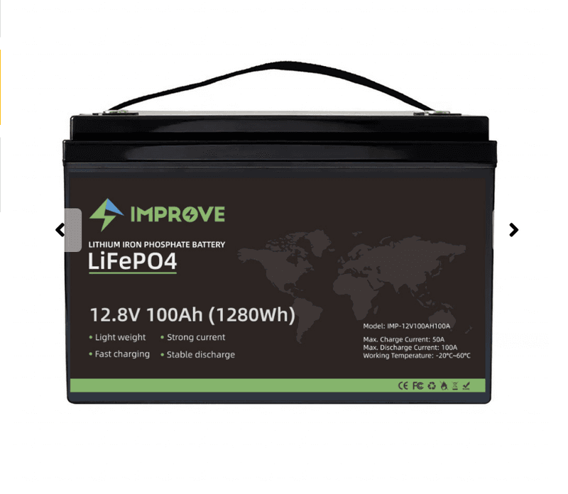 IMPROVE Lithium Batteri 12V 100Ah (LiFePO4) BMS 100A