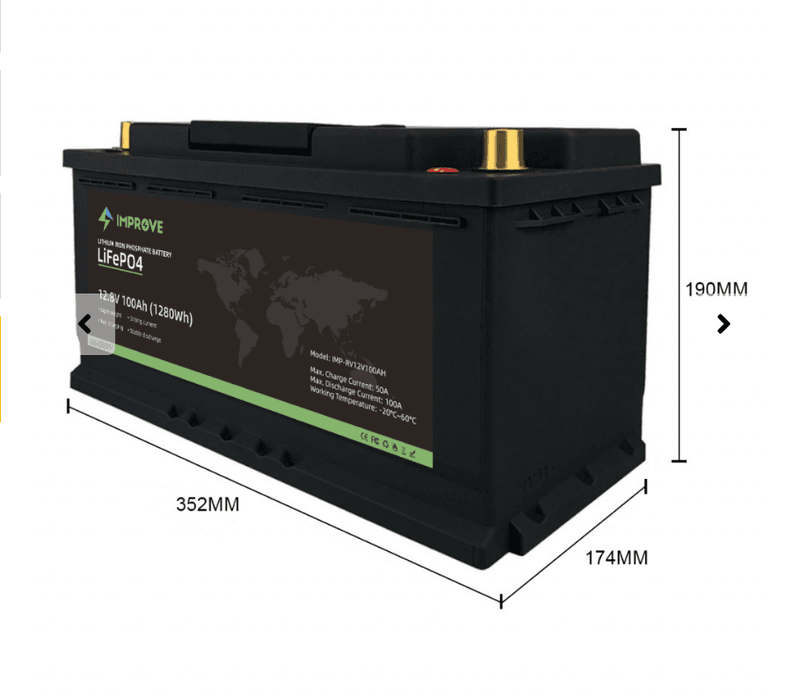 IMPROVE Lithium Batteri 12V 100Ah (LiFePO4) BMS 100A - BOBIL